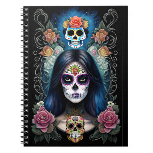 Sugar Skull Art - Colourful Skull Makeup Notebook