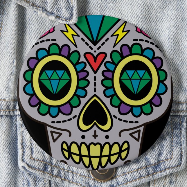 Sugar Skull Art, Day of the Dead 10 Cm Round Badge (Creator Uploaded)