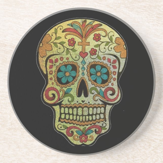 Sugar Skull Art, Day of the Dead, Coaster (Front)