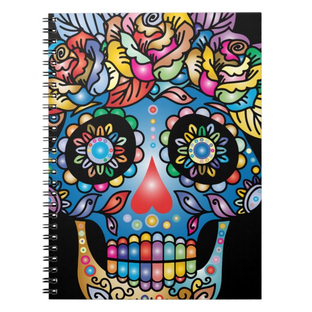 Sugar Skull Art, Day of the Dead Notebook (Front)