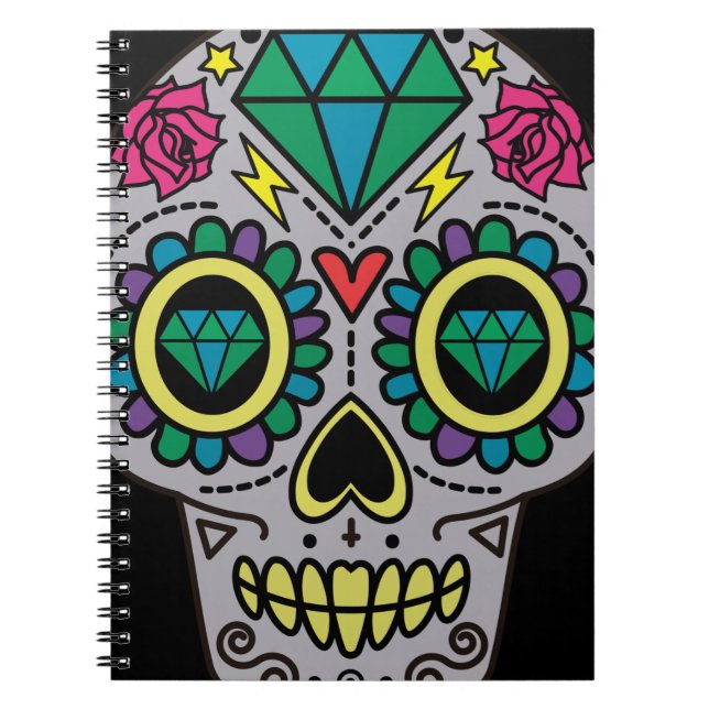 Sugar Skull Art, Day of the Dead Notebook (Front)