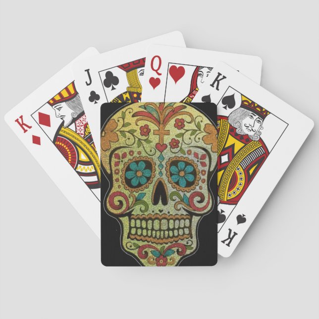 Sugar Skull Art, Day of the Dead Playing Cards (Back)