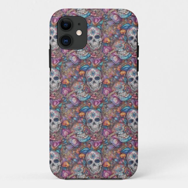 Sugar Skull Art - Day of the Dead Swirl Case-Mate iPhone Case (Back)