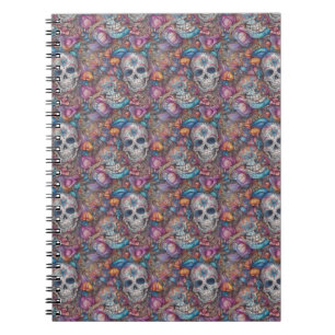 Sugar Skull Art - Day of the Dead Swirl Notebook