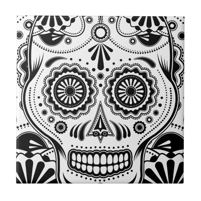 Sugar Skull Art / Day of the Dead - tile (Front)