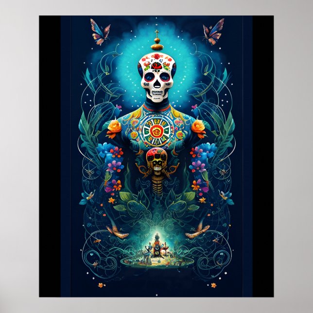 Sugar Skull Art - Discover the Beauty Poster (Front)