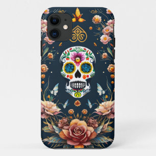 Sugar Skull Art - Embrace the Festive Spirit iPhone 11 Case