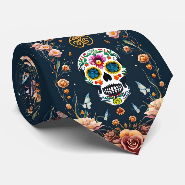 Sugar Skull Art - Embrace the Festive Spirit Tie (Rolled)