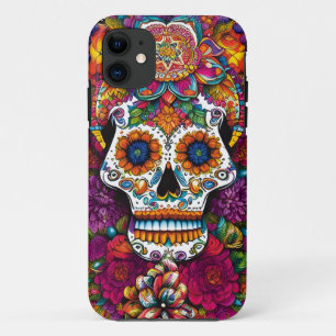 Sugar Skull Art - Fiesta of Colours iPhone 11 Case