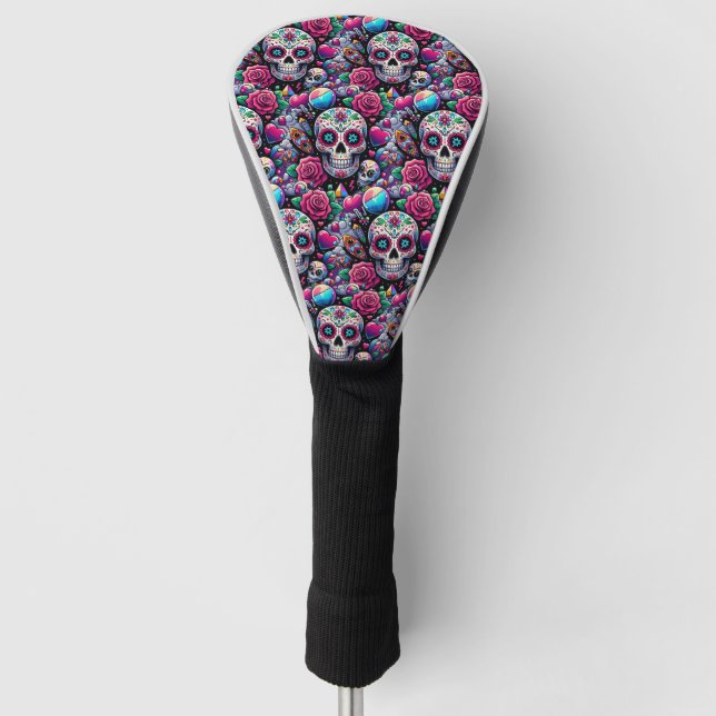 Sugar Skull Art - Floral Immortality Golf Head Cover (Front)