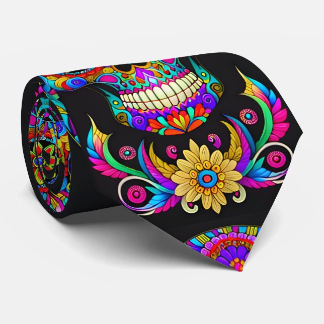Sugar Skull Art -  Folklore in Colour Tie (Rolled)