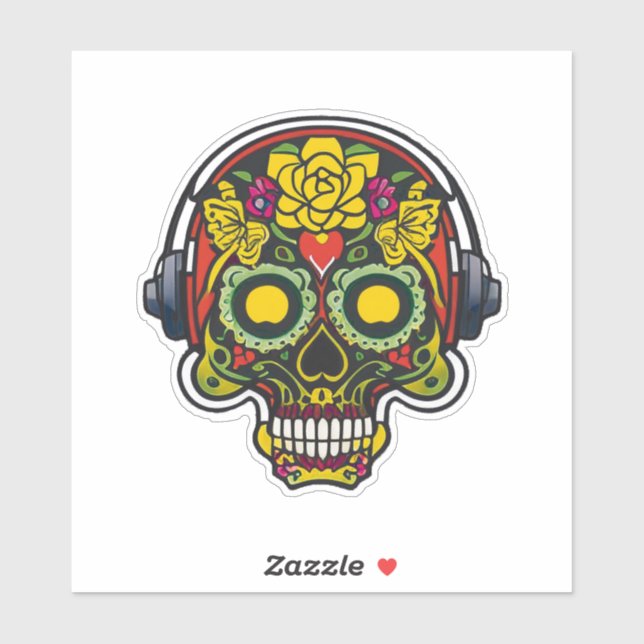  Sugar Skull Art - Forehead Heart and Headphones (Sheet)