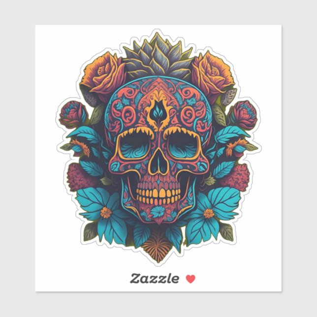 Sugar Skull Art - in Red, Blue, and Gold (Sheet)