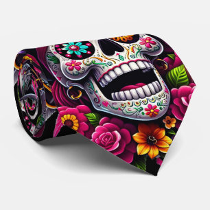 Sugar Skull Art - Jolly Pirate Skull Tie