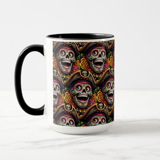 Sugar Skull Art - Pirate Skull Mug (Left)