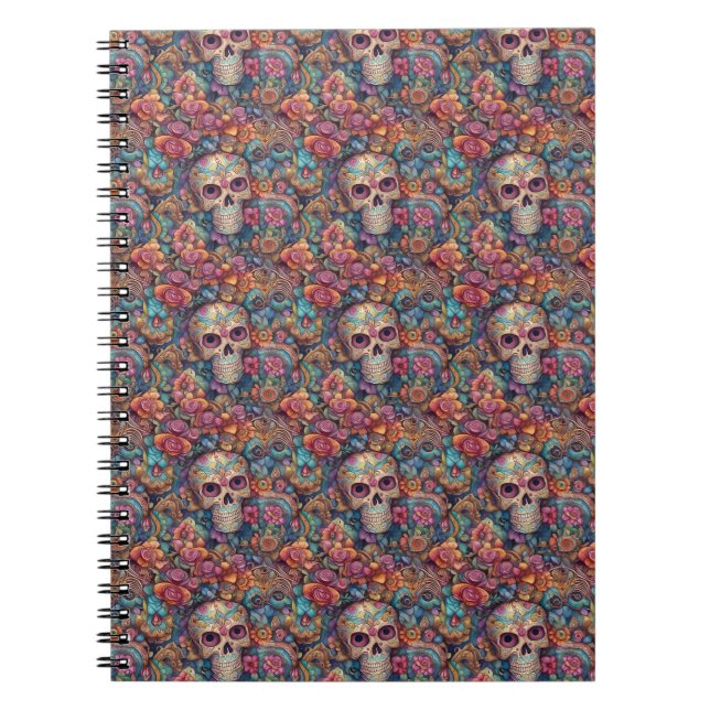 Sugar Skull Art - Playful Day of the Dead Notebook (Front)