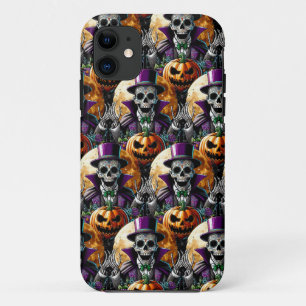 Sugar Skull Art - Pumpkin's Midnight Halloween iPhone 11 Case