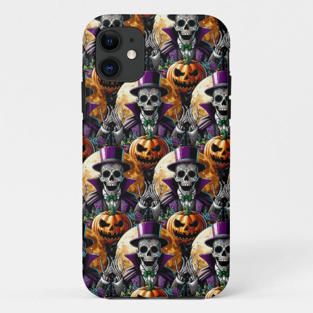 Sugar Skull Art - Pumpkin's Midnight Halloween Case-Mate iPhone Case (Back)