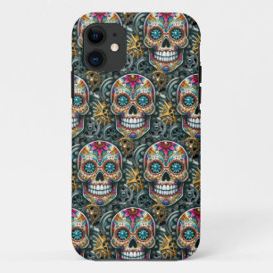 Sugar Skull Art - Steampunk Meets Tradition iPhone 11 Case