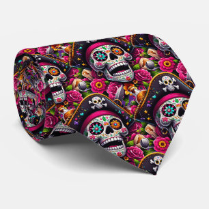 Sugar Skull Art - Swashbuckling Pirate Skull Tie