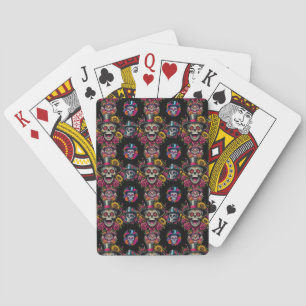Sugar Skull Art -Top Hat Floral Fiesta Playing Cards