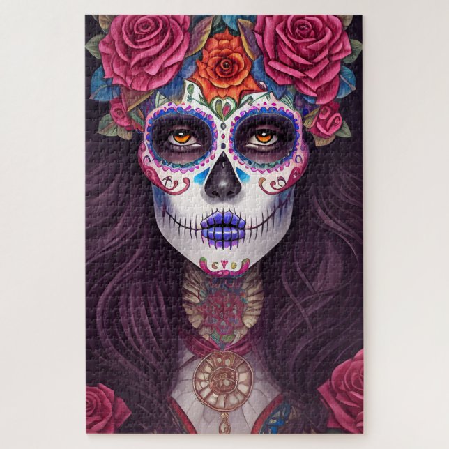 Sugar Skull Art - Traditional Mexican Sugar Skull  Jigsaw Puzzle (Vertical)