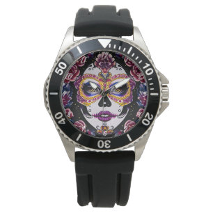 Sugar Skull Art - Traditional Sugar Skull Art Watch