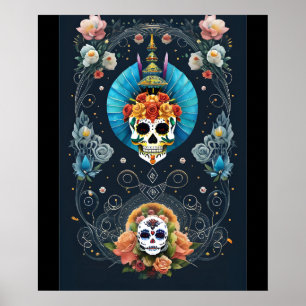 Sugar Skull Art -  Vibrant Dia de los Muertos Poster