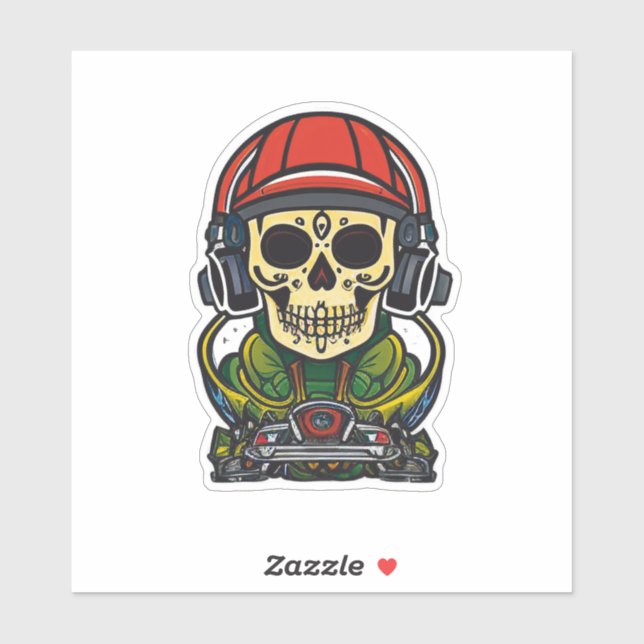 Sugar Skull Art with Headphones and Turntable DJ (Sheet)