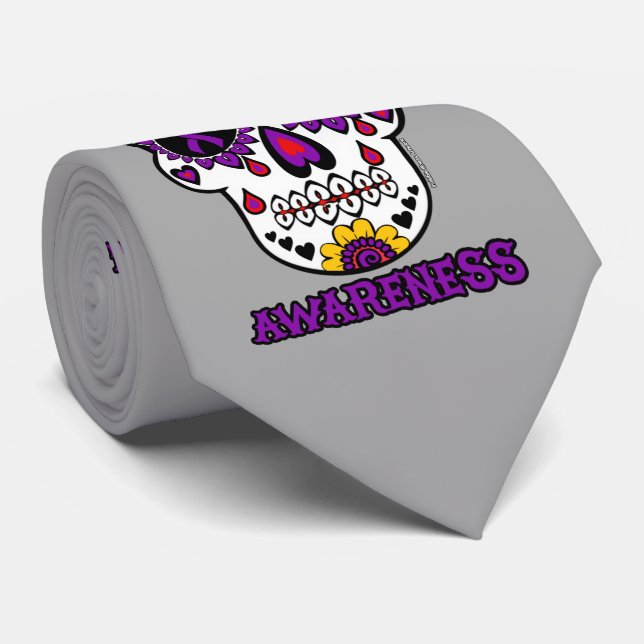 Sugar Skull/Awareness...Fibro Tie (Rolled)