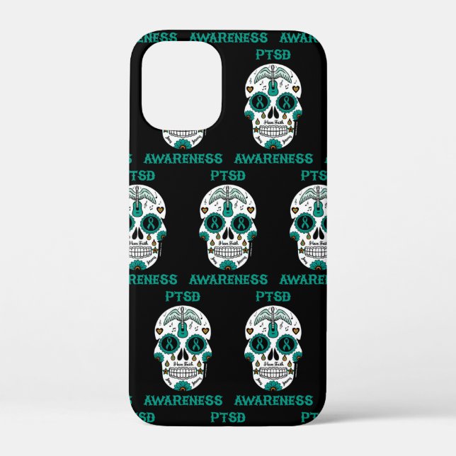 Sugar Skull/Awareness...PTSD Case-Mate iPhone Case (Back)