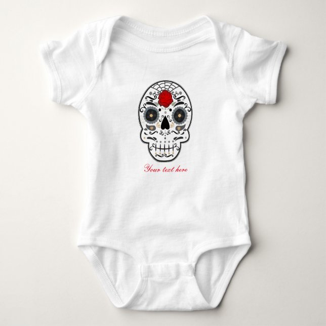 Sugar Skull Baby Personalised Custom One piece Bodysuit (Front)