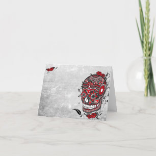 Sugar Skull Balck and Red Note Card