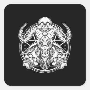 Sugar Skull Baphomet Goat Gift Square Sticker