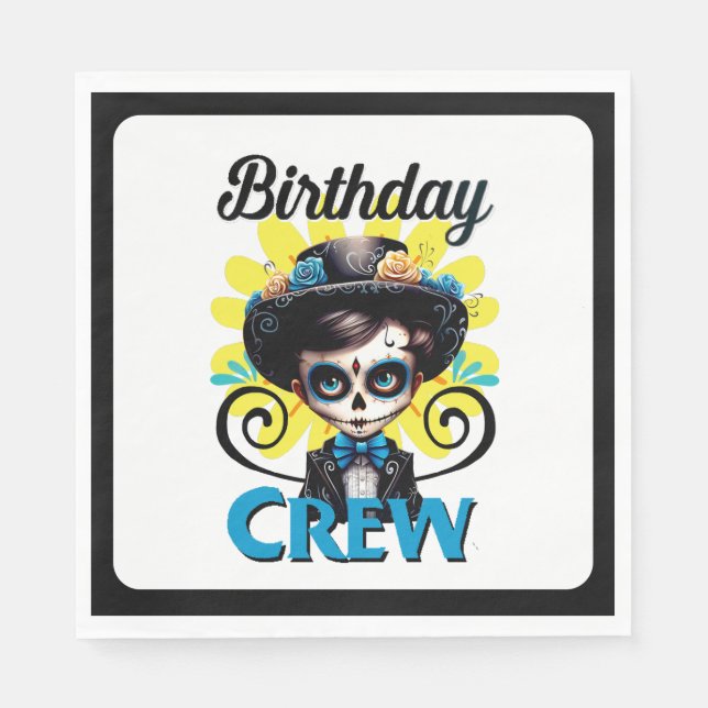Sugar Skull Birthday Boy Napkin (Front)