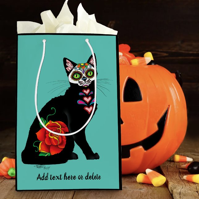 Sugar Skull Black Cat Medium Gift Bag (Creator Uploaded)