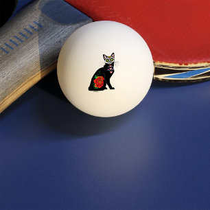 Sugar Skull Black Cat Ping Pong Ball