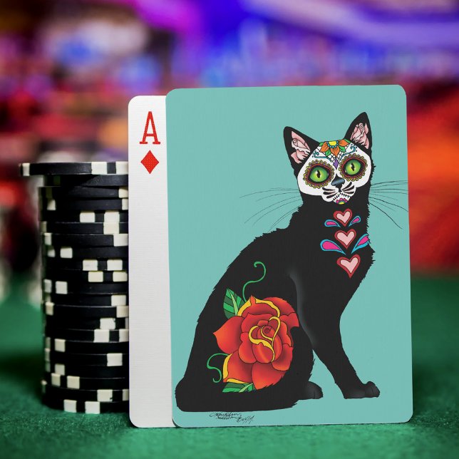 Sugar Skull Black Cat Playing Cards (Creator Uploaded)