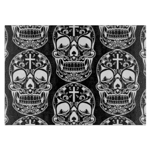 Sugar Skull Black.png Cutting Board