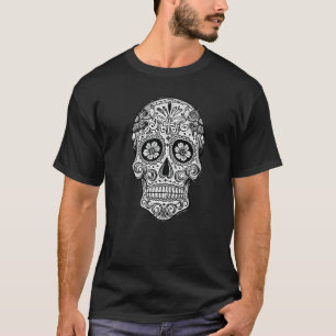 Sugar Skull Black White Image Day Dead Dia De Mue T-Shirt