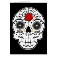 Sugar Skull Black & White Wedding Fold Card