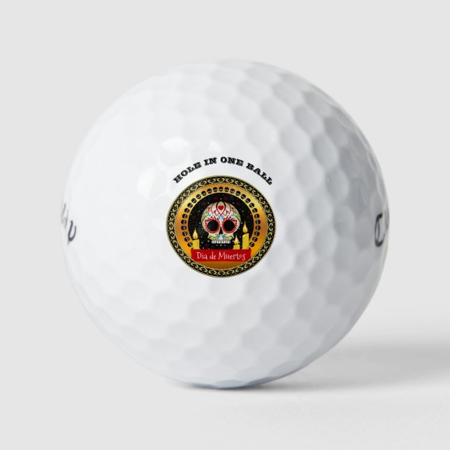 Sugar skull bloodcurdling intimidating and scary golf balls (Front)