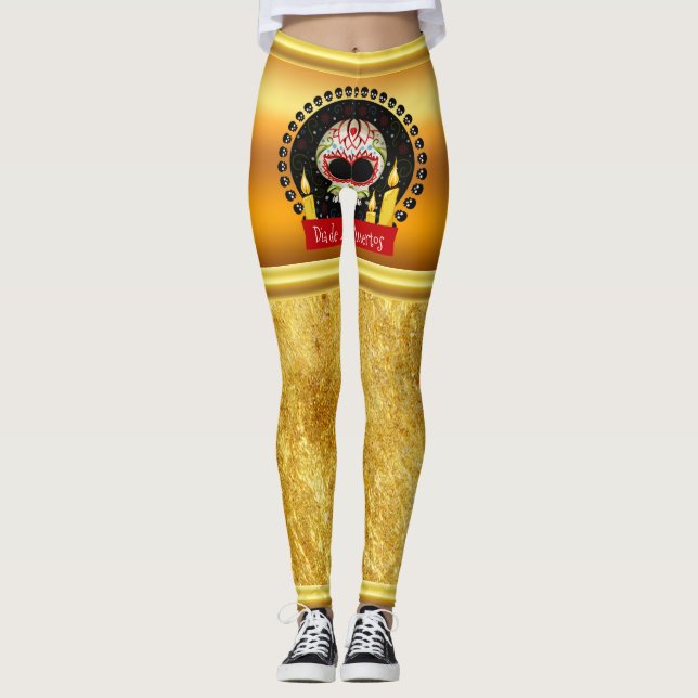 Sugar skull bloodcurdling intimidating and scary leggings (Front)