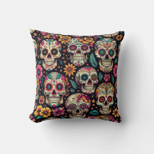 Sugar Skull Blossoms Cushion