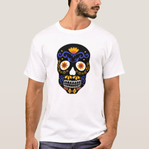 Sugar Skull Blue And Orange Men's T-Shirt