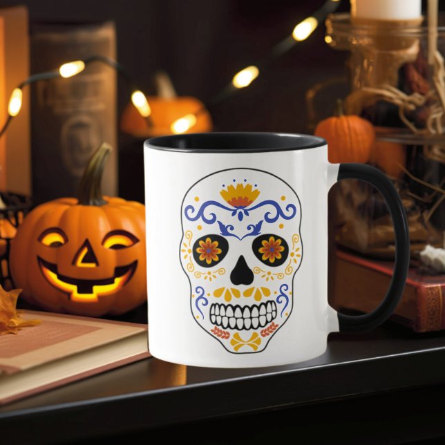 Sugar Skull Blue And Orange Mug (Creator Uploaded)