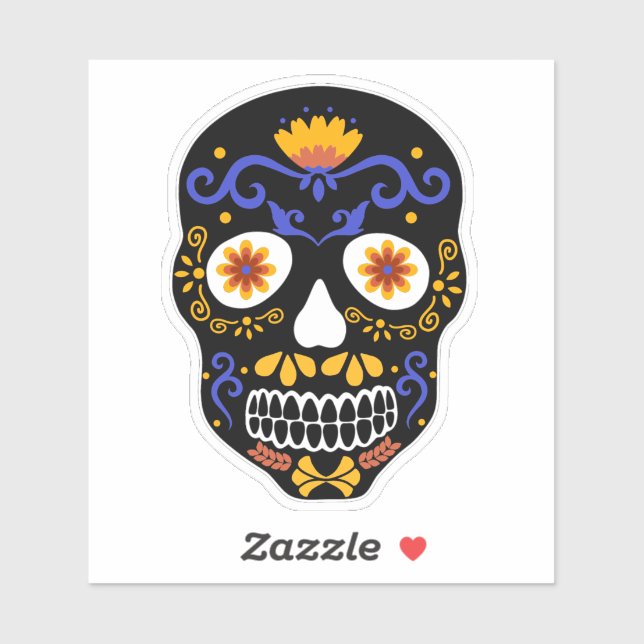 Sugar Skull Blue And Orange Sticker (Sheet)