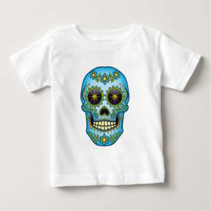 Sugar Skull - Blue Floral Baby T-Shirt