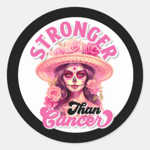 Sugar Skull Breast Cancer Awareness Classic Round Sticker