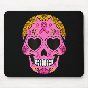 Sugar Skull Breast Cancer Awareness Nk Ribbon Cala Mouse Pad